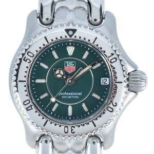 RARE Ladies Tag Heuer 24mm SEL Professional 200m Green Dial Watch! Ref: WG1419!